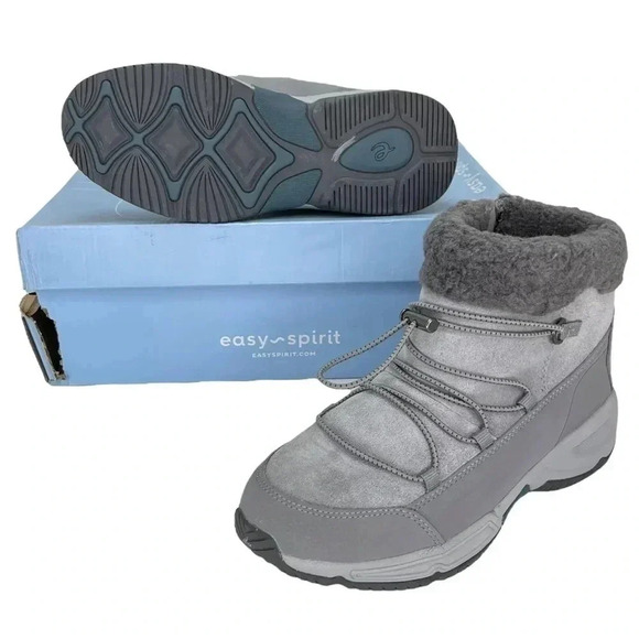 Easy Spirit Voyage Grey Leather Insulated Womens Ankle Boots Size 6M - Picture 11 of 11
